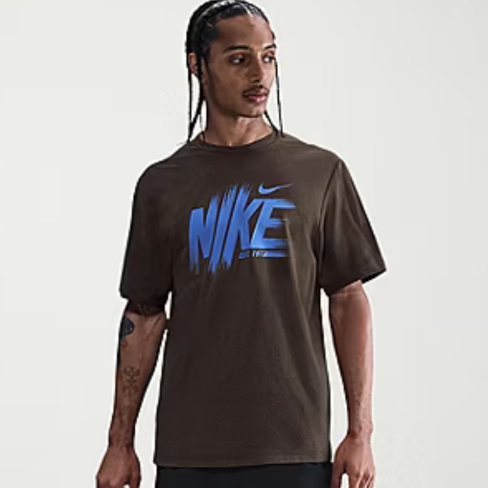 Mens Nike Dri-Fit Crew-Neck  Graphic Tee with Black Logo Sz Large